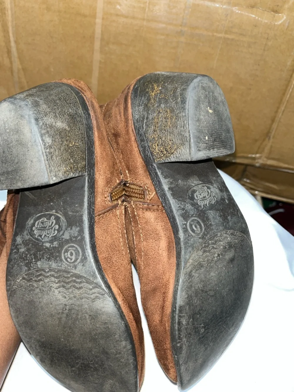 Faded Glory Brown Suede Fringe Ankle Booties - Picture 5 of 5